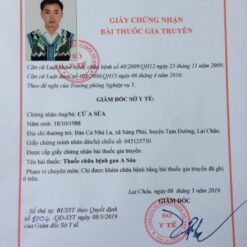 Giấy chứng nhận bài thuốc gia truyền của bài thuốc 